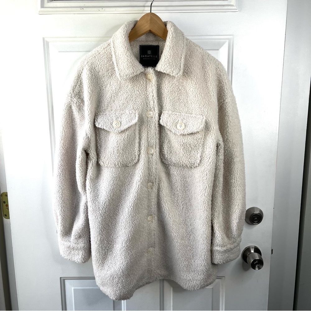 Bagatelle Cream Cozy Teddy Jacket Size M